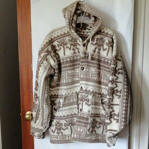 Vintage Wool Aztec Jacket Southwest Tribal Hooded Mens L?